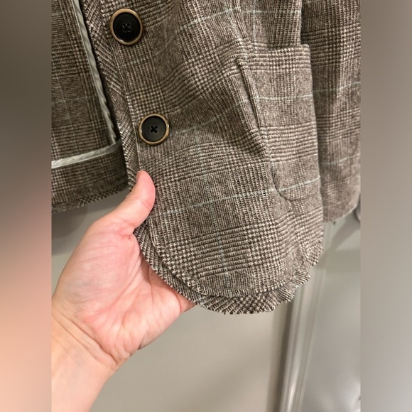 Banana Republic Blazer Wool Blend Women’s 4 Y2K Plaid Brown - Picture 7 of 13